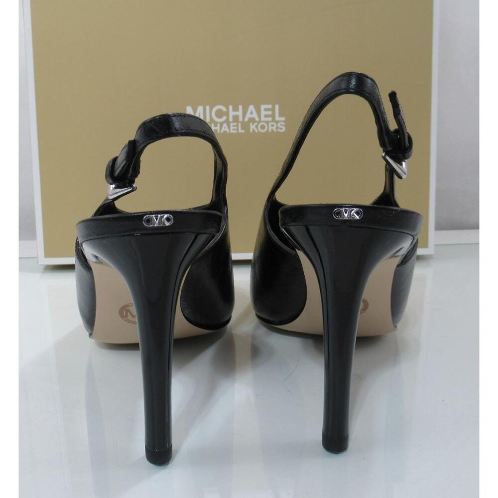 Michael Kors Kasia Pointed Toe Slingback Heels Pumps Leather Black - Picture 6 of 9
